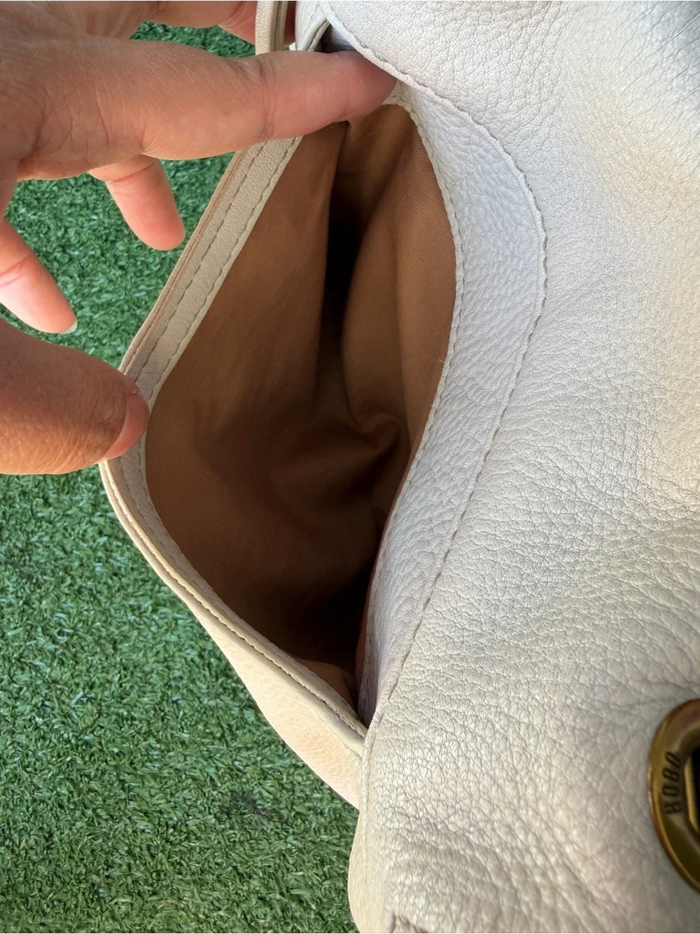HOBO Fern Cream Pebbled Leather Women’s Crossbody Bag
